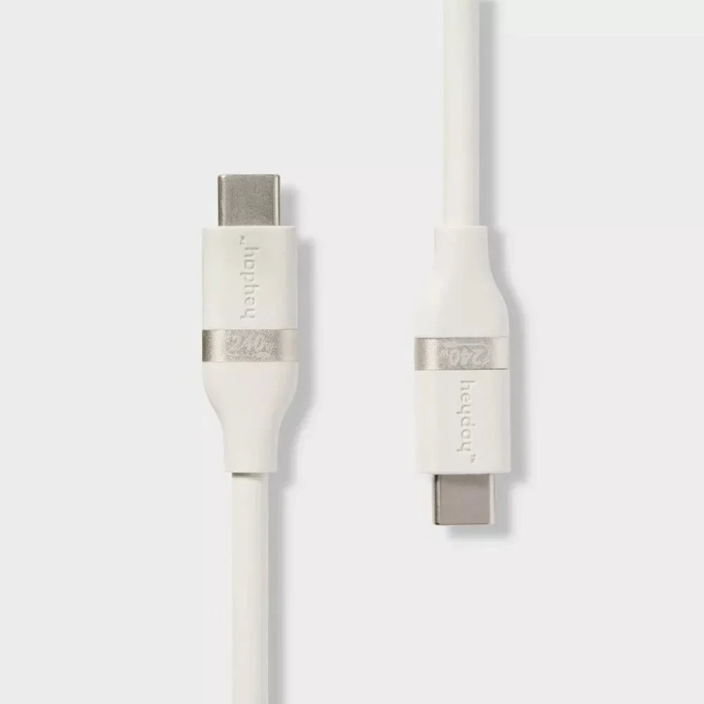 Heyday White 6' USB-C to USB-C Fast Charging Silicone Cable | Stocking Stuffer